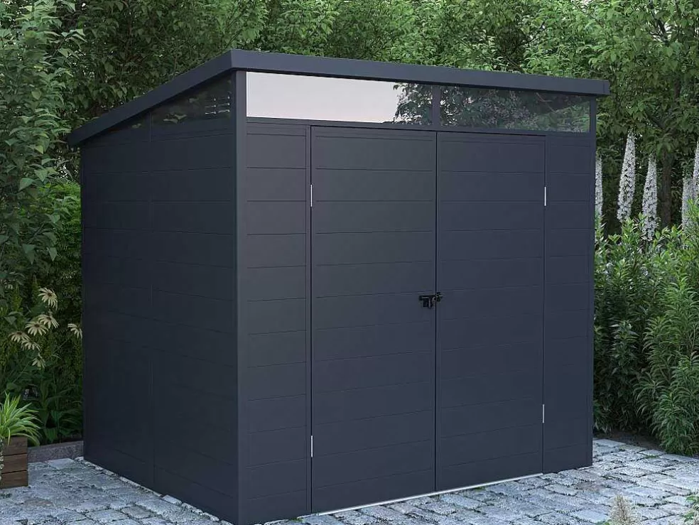 EXPERTLAND Abrigo De Jardim Em Resina Cinzento Antracite 4 M Com Soalho - Minaro* Abrigos De Jardim