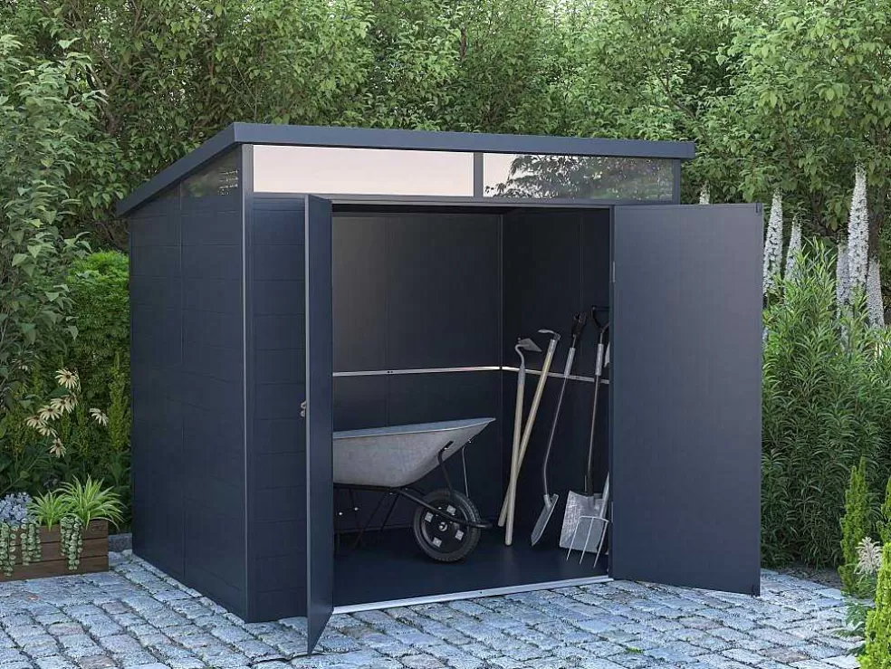 EXPERTLAND Abrigo De Jardim Em Resina Cinzento Antracite 4 M Com Soalho - Minaro* Abrigos De Jardim