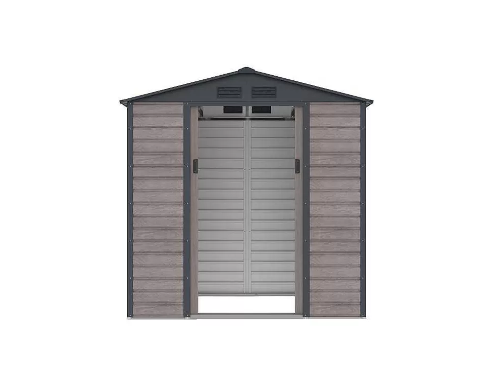 EXPERTLAND Abrigo De Jardim Metal Aco Galvanizado Efeito Madeira Cinza 2,79 M - Adelmo* Abrigos De Jardim