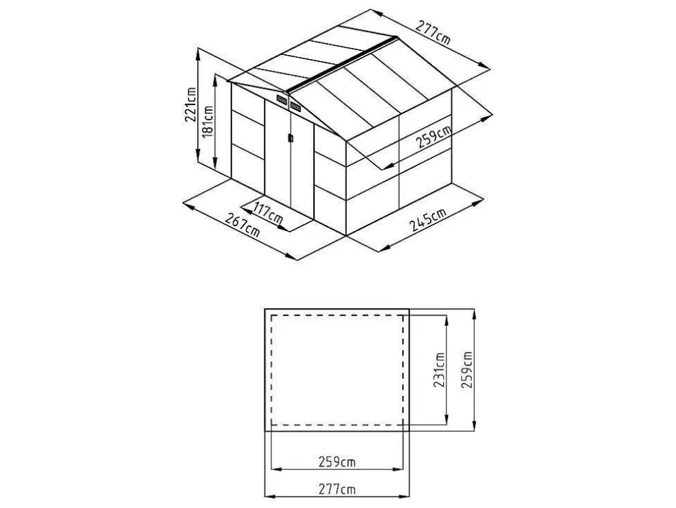 EXPERTLAND Abrigo De Jardim Metal Aco Galvanizado Efeito Madeira Cinza 7,17 M - Adelmo* Abrigos De Jardim