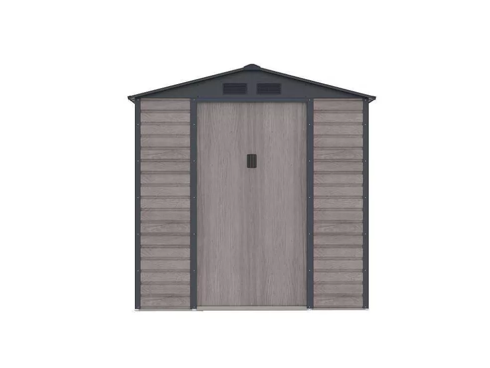 EXPERTLAND Abrigo De Jardim Metal Aco Galvanizado Efeito Madeira Cinza 2,79 M - Adelmo* Abrigos De Jardim