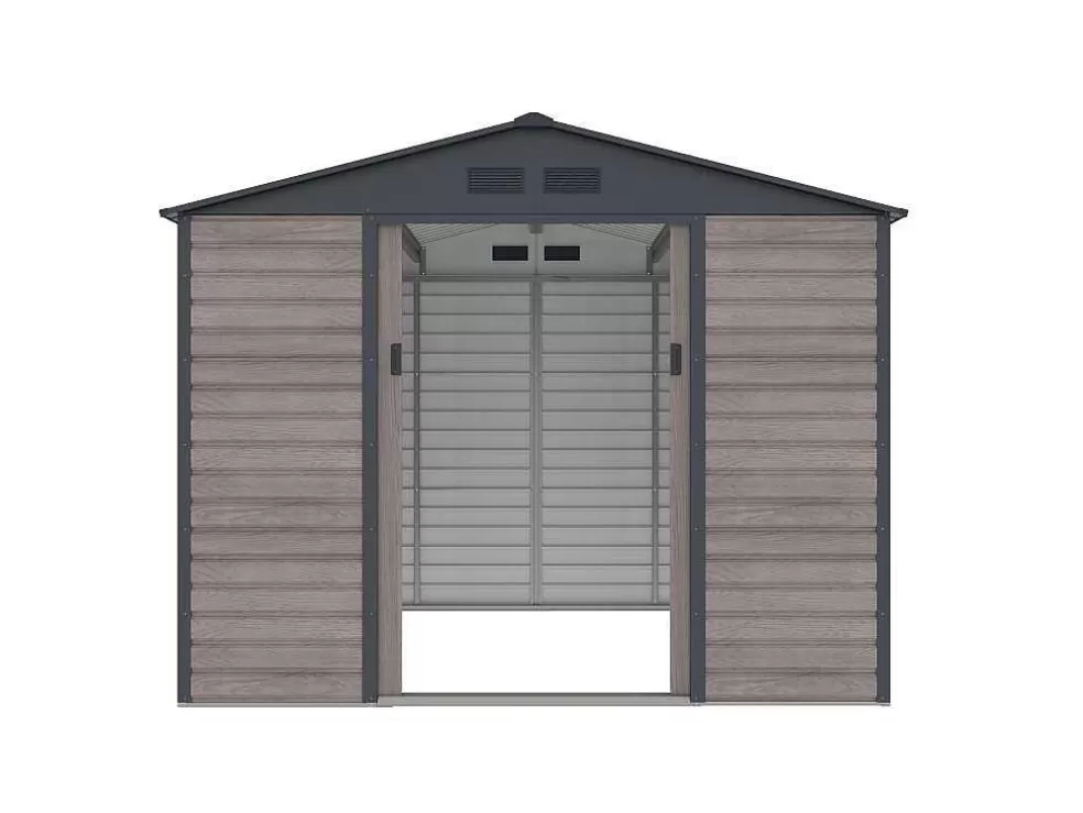 EXPERTLAND Abrigo De Jardim Metal Aco Galvanizado Efeito Madeira Cinza 7,17 M - Adelmo* Abrigos De Jardim