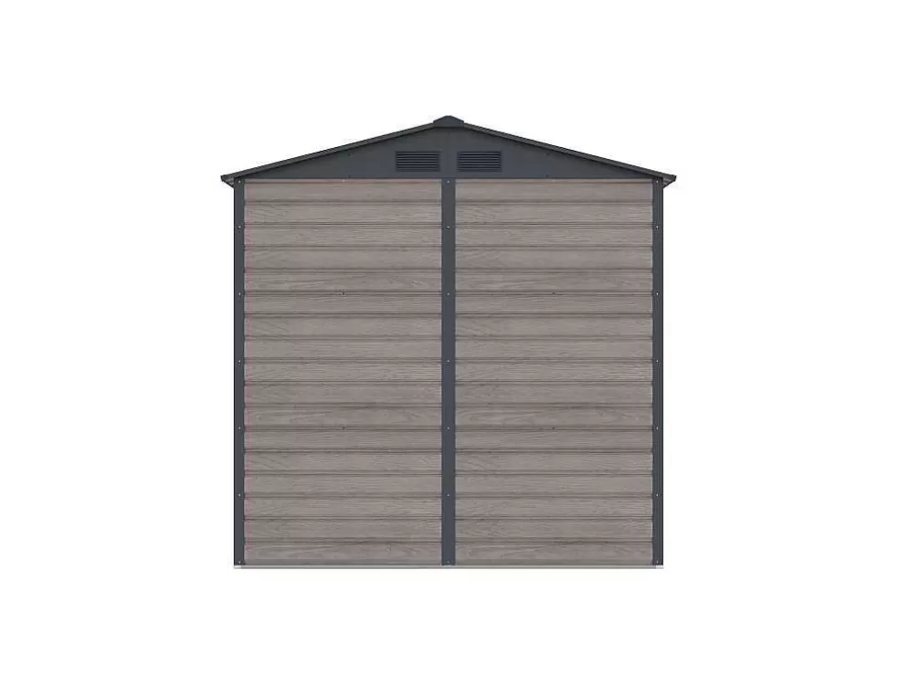EXPERTLAND Abrigo De Jardim Metal Aco Galvanizado Efeito Madeira Cinza 2,79 M - Adelmo* Abrigos De Jardim