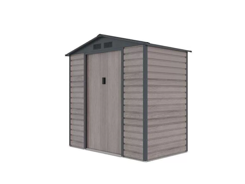 EXPERTLAND Abrigo De Jardim Metal Aco Galvanizado Efeito Madeira Cinza 2,79 M - Adelmo* Abrigos De Jardim