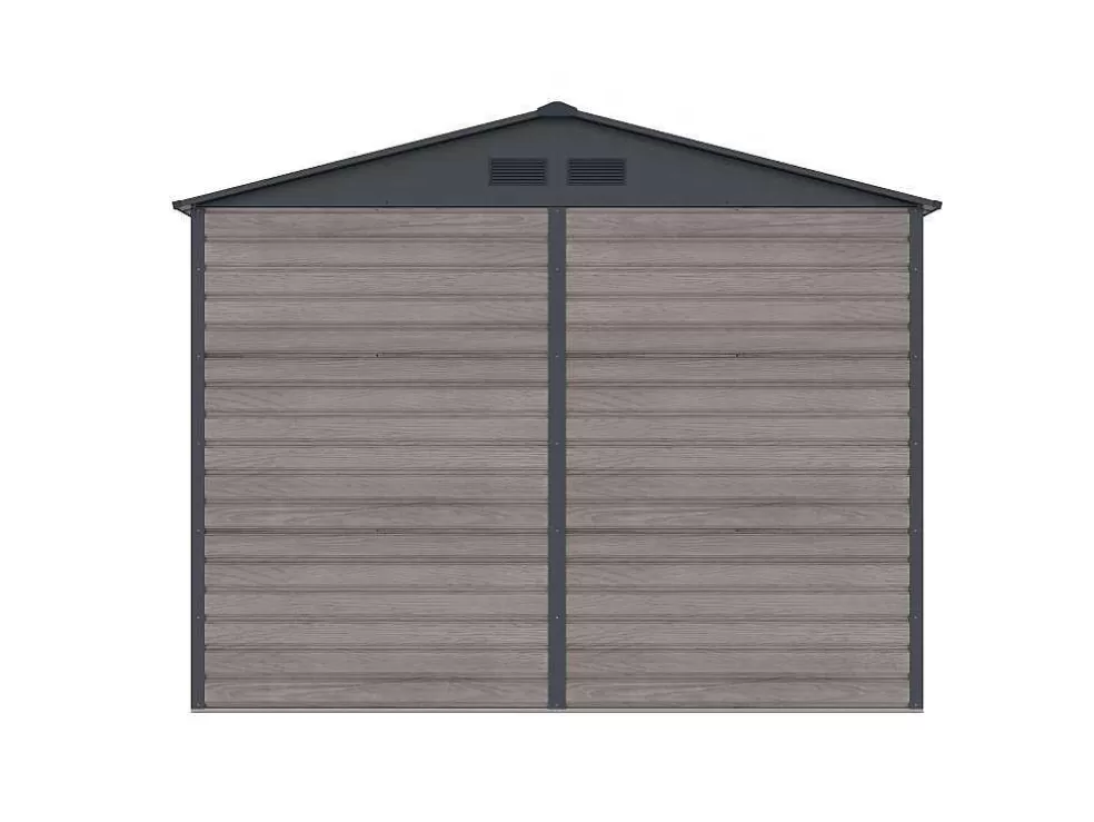 EXPERTLAND Abrigo De Jardim Metal Aco Galvanizado Efeito Madeira Cinza 7,17 M - Adelmo* Abrigos De Jardim