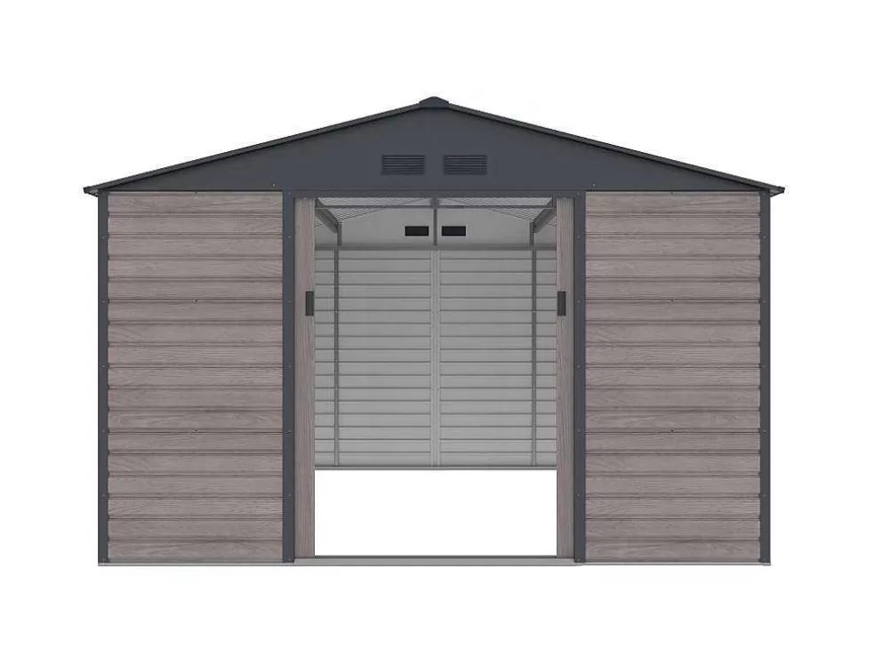 EXPERTLAND Abrigo De Jardim Metal Aco Galvanizado Efeito Madeira Cinza 13,12 M Adelmo* Abrigos De Jardim