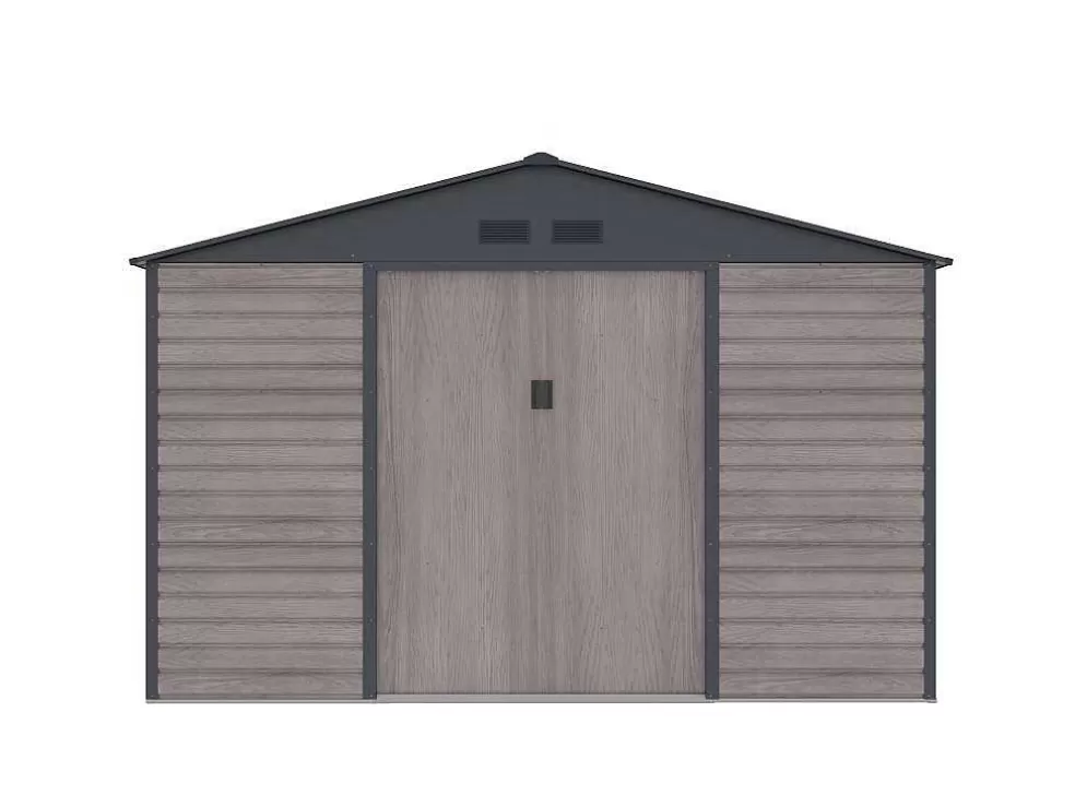 EXPERTLAND Abrigo De Jardim Metal Aco Galvanizado Efeito Madeira Cinza 13,12 M Adelmo* Abrigos De Jardim