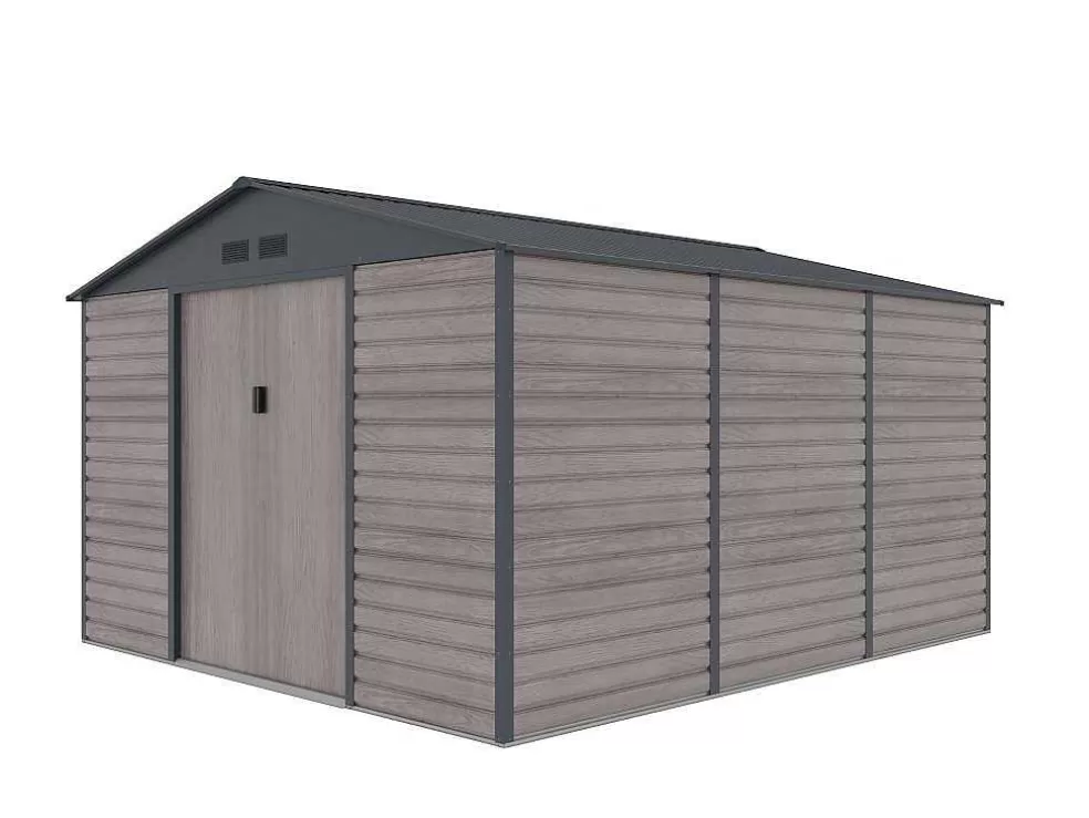 EXPERTLAND Abrigo De Jardim Metal Aco Galvanizado Efeito Madeira Cinza 13,12 M Adelmo* Abrigos De Jardim