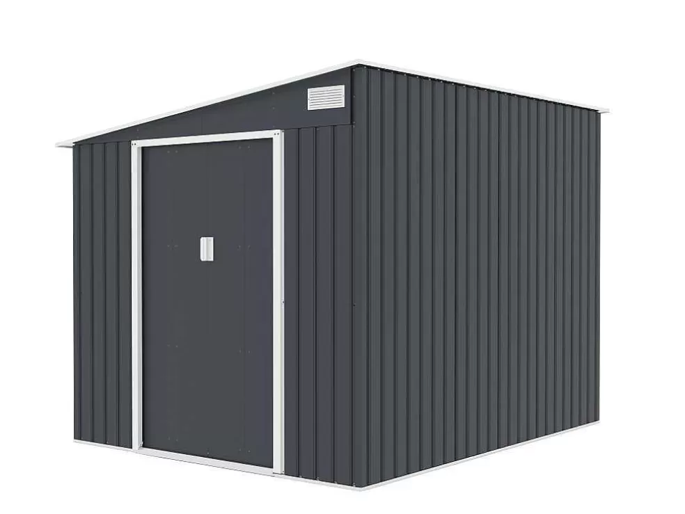 EXPERTLAND Abrigo De Jardim Metal De Encostar A Parede Em Aco Galvanizado Antracite 5,49 M - Daustin* Abrigos De Jardim