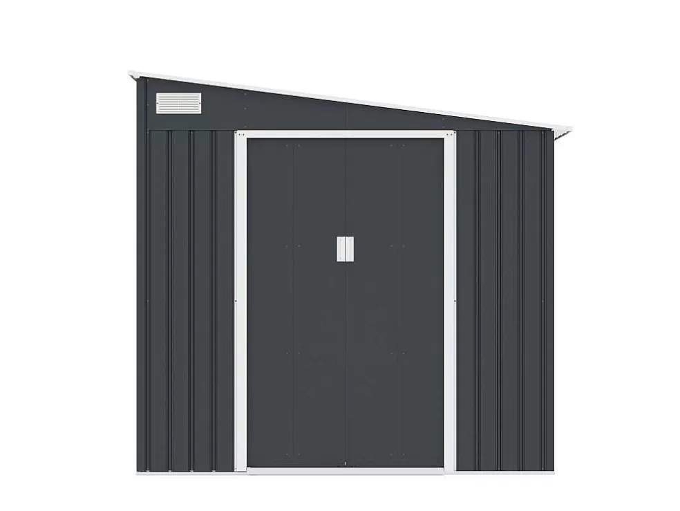 EXPERTLAND Abrigo De Jardim Metal De Encostar A Parede Em Aco Galvanizado Antracite 5,49 M - Daustin* Abrigos De Jardim
