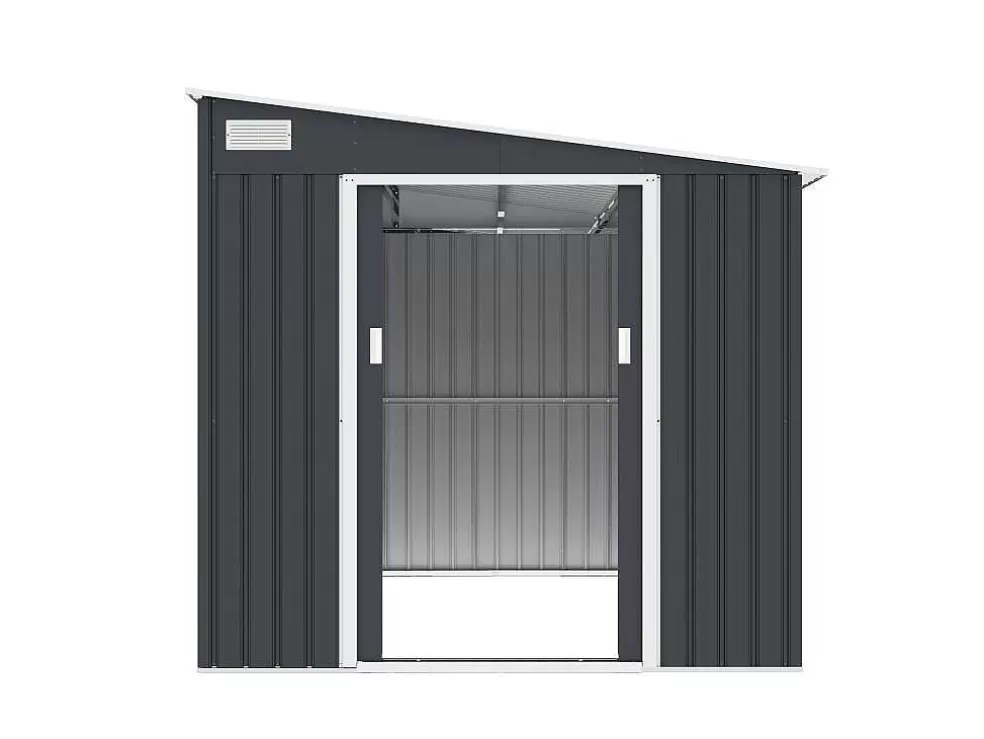 EXPERTLAND Abrigo De Jardim Metal De Encostar A Parede Em Aco Galvanizado Antracite 5,49 M - Daustin* Abrigos De Jardim