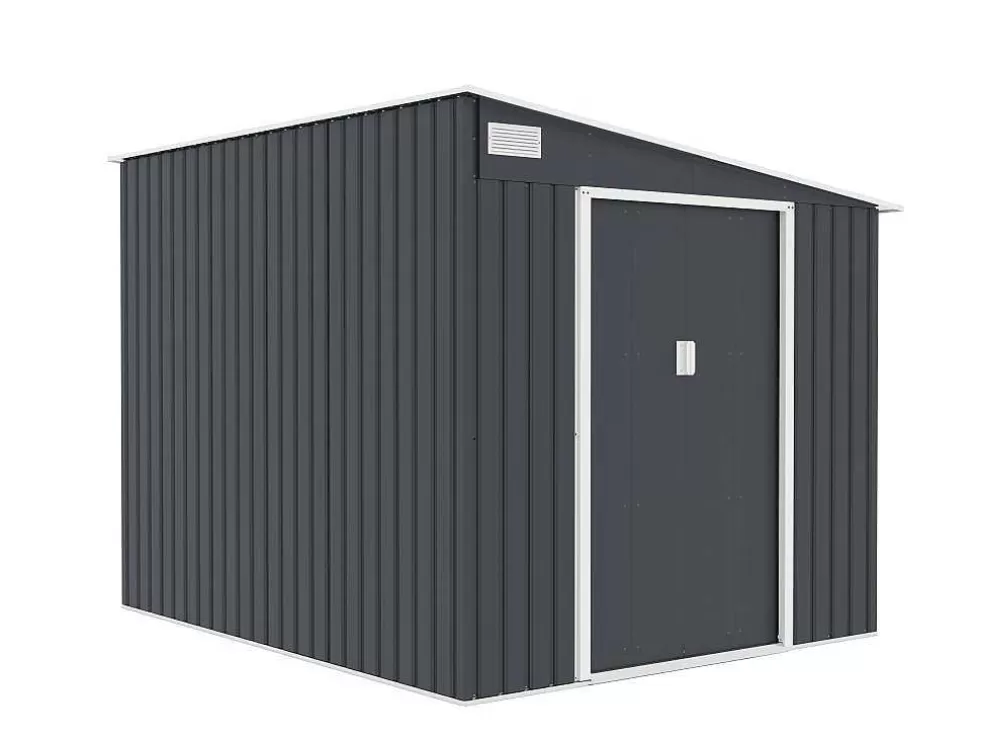 EXPERTLAND Abrigo De Jardim Metal De Encostar A Parede Em Aco Galvanizado Antracite 5,49 M - Daustin* Abrigos De Jardim