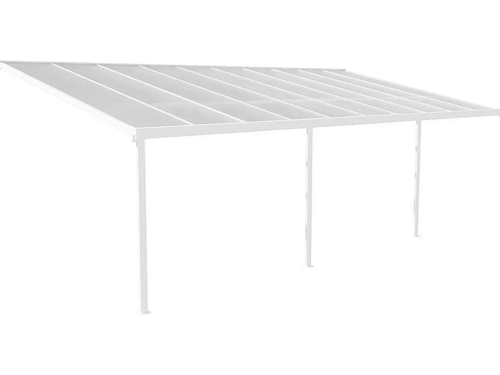 EXPERTLAND Abrigo Para Carro De Parede Em Aluminio 18,8 M Branco Alvaro* Pérgola, Coreto, Quiosque