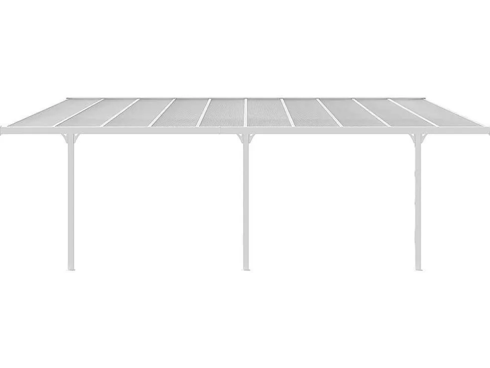 EXPERTLAND Abrigo Para Carro De Parede Em Aluminio 18,8 M Branco Alvaro* Pérgola, Coreto, Quiosque