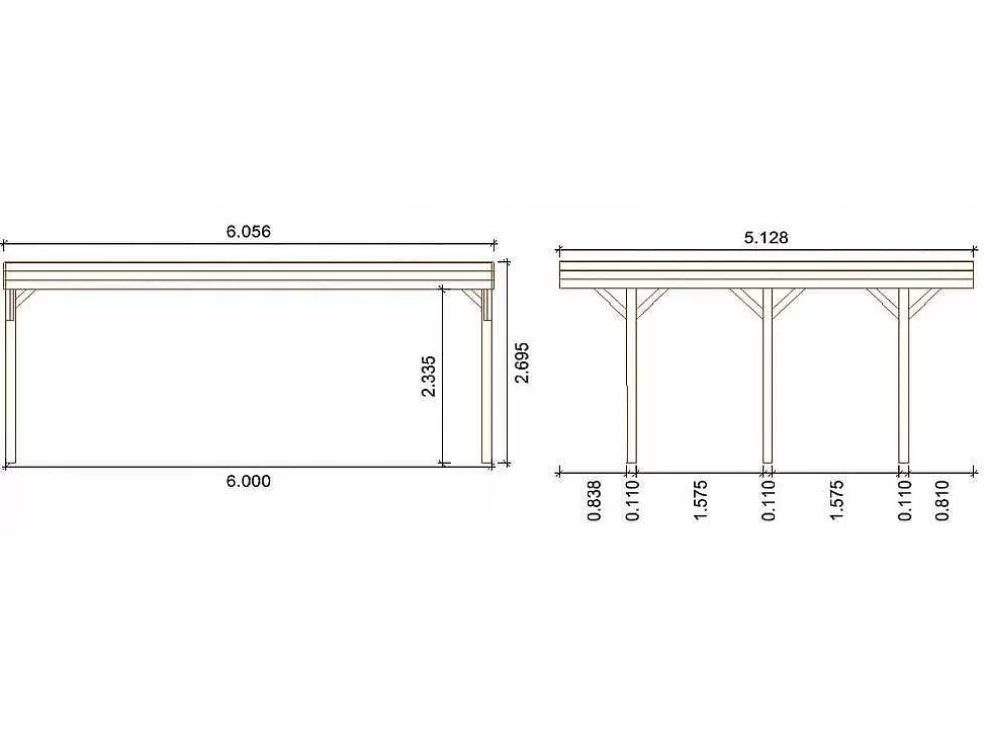 EXPERTLAND Abrigo Para Carro Duplo Autoportante Em Madeira Tratada, Com Teto Em Pvc, Para 2 Viaturas, 30 M - Ariane* Pérgola, Coreto, Quiosque