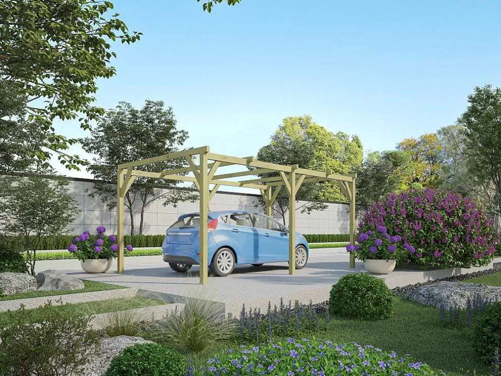 EXPERTLAND Abrigo Para Carro Individual Autoportante Em Madeira Tratada 1 Viatura 15 M - Achille* Pérgola, Coreto, Quiosque