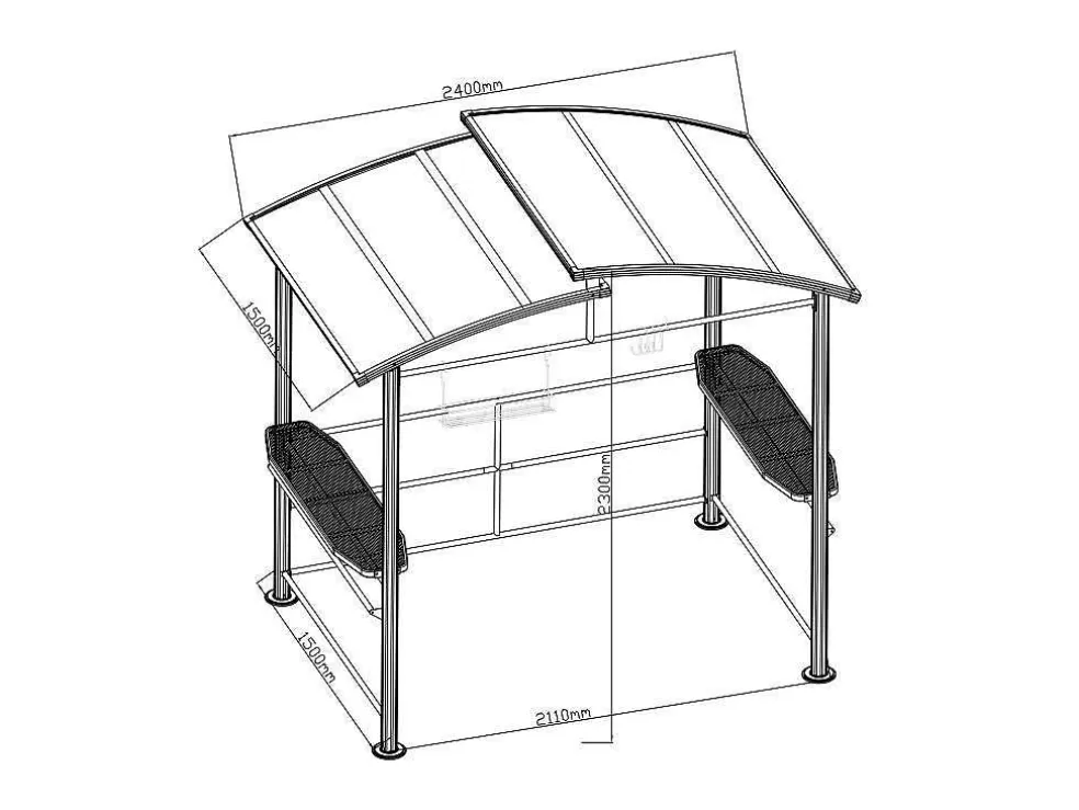 EXPERTLAND Abrigo Para Churrasqueira Aco C240 X L150 X A230 Cm - Emberio* Abrigos De Jardim