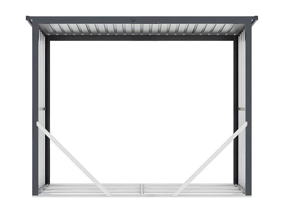 EXPERTLAND Abrigo Para Lenha Em Aco Galvanizado Efeito Madeira 4,9 Esteres De 4,1 M3 Dimensoes C.242 X L.89 X A.190 Cm - Winwood* Abrigos De Jardim
