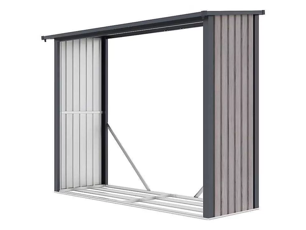 EXPERTLAND Abrigo Para Lenha Em Aco Galvanizado Efeito Madeira 4,9 Esteres De 4,1 M3 Dimensoes C.242 X L.89 X A.190 Cm - Winwood* Abrigos De Jardim