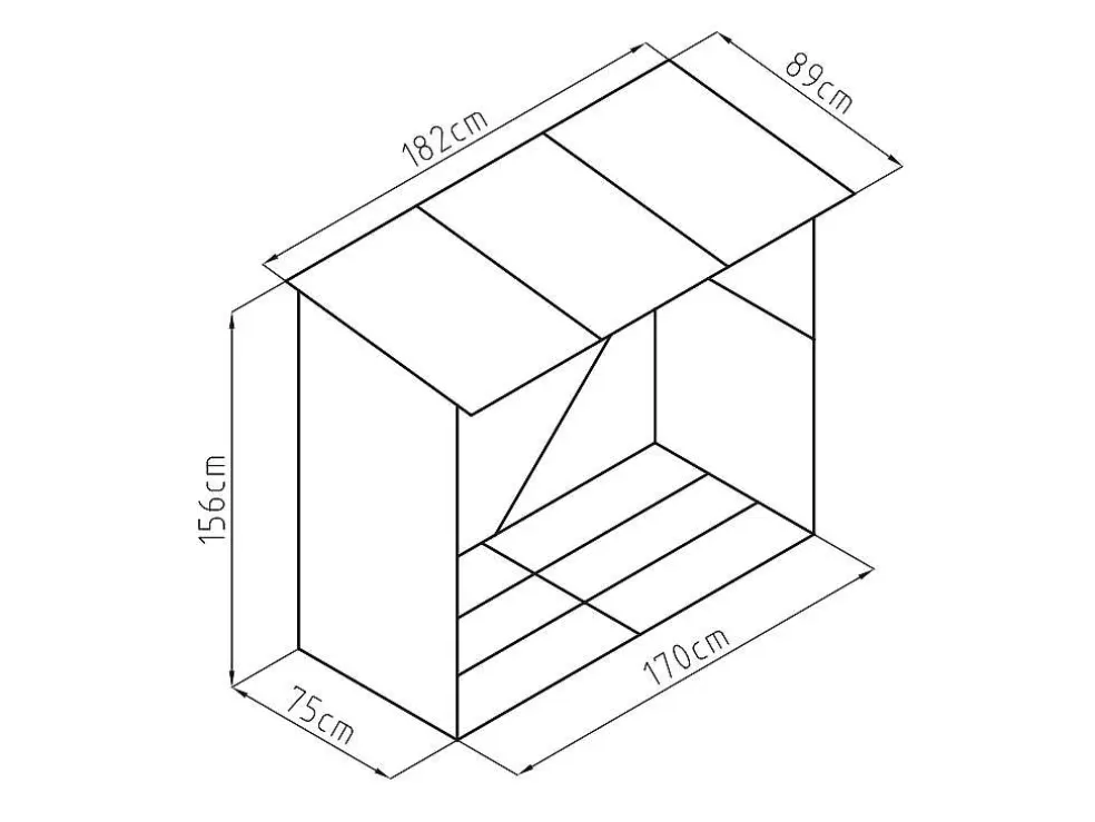 EXPERTLAND Abrigo Para Lenha Metal Aco Galvanizado Efeito Madeira 1,98 M3, 2 Esteres, C182 X L89 X A156 Cm - Birwood* Abrigos De Jardim