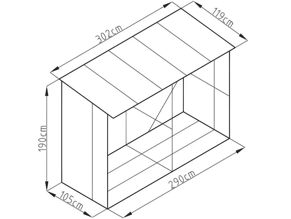 EXPERTLAND Abrigo Para Lenha Metal Aco Galvanizado Efeito Madeira 5,78 M3, 8 Esteres, C302 X L119 X A190 Cm - Varwood* Abrigos De Jardim