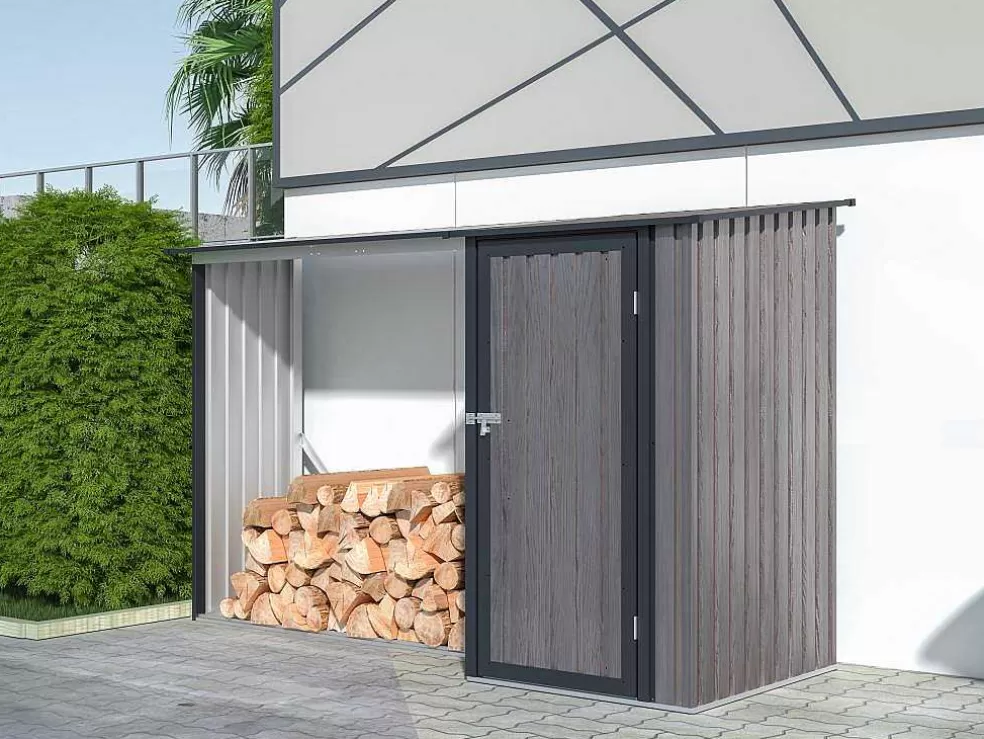 EXPERTLAND Abrigo Para Lenha Metal Com Arrumação Em Aco Galvanizado 3,49 M3, 2 Esteres, C282 X L109 X A168 Cm - Dorwood* Abrigos De Jardim