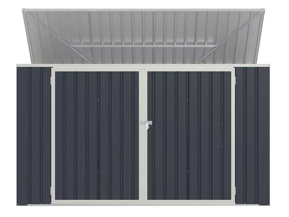 EXPERTLAND Abrigo Para Tres Caixotes Do Lixo Em Aco Galvanizado Cinzento Antracite, C237 X L101 X A131 Cm - Ilario* Abrigos De Jardim