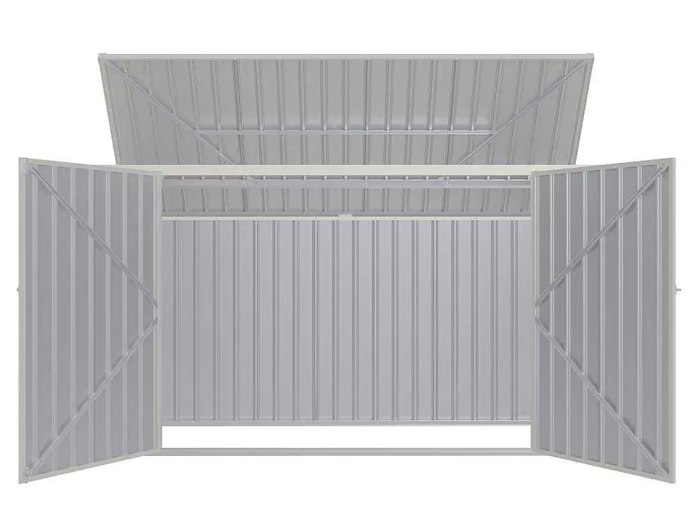 EXPERTLAND Abrigo Para Tres Caixotes Do Lixo Em Aco Galvanizado Cinzento Antracite, C237 X L101 X A131 Cm - Ilario* Abrigos De Jardim