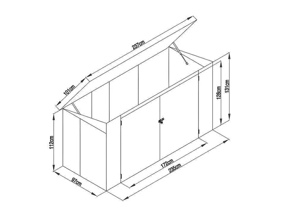 EXPERTLAND Abrigo Para Tres Caixotes Do Lixo Em Aco Galvanizado Cinzento Antracite, C237 X L101 X A131 Cm - Ilario* Abrigos De Jardim