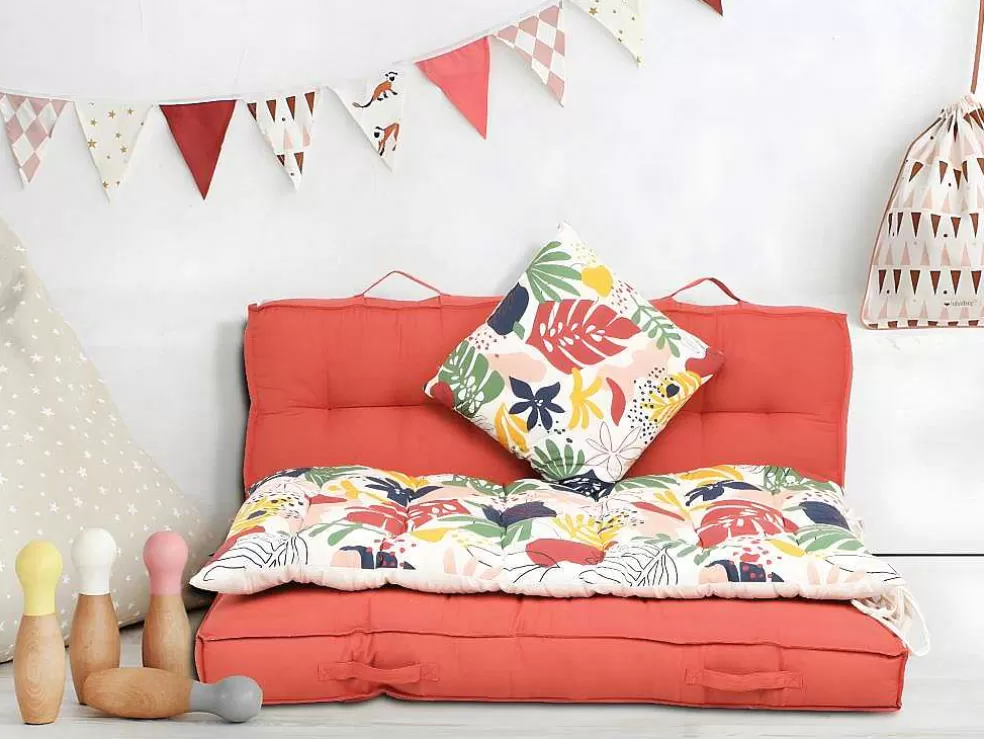 OZAIA Almofada De Palete Em Algodao 80 X 120 X 12 Cm Cor Coral - Baila* Decoração De Jardim