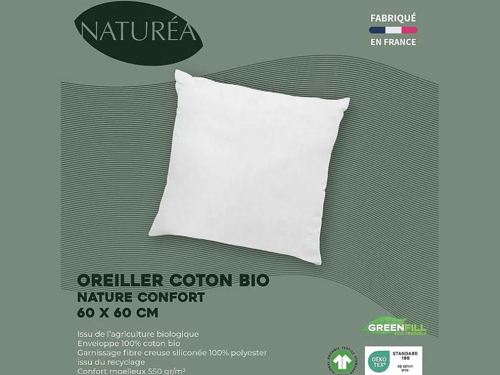 NATUREA Almofada Em Algodao Biologico 60X60 Cm Da 550 G/M2 Vies Castanho - Nature Confort* Almofada