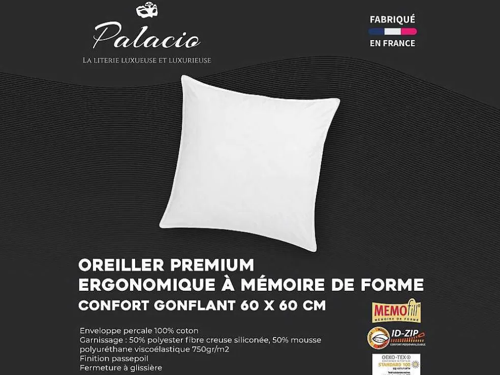 Palacio Almofada Memória De Forma Memofill 60X60 Cm Percal De Algodao 91 Fios/Cm 700 G Branco - Auxence* Almofada