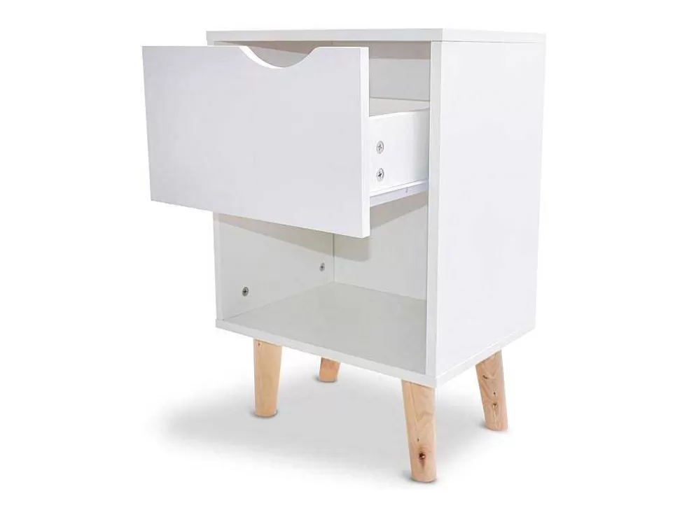 Frankystar Andrea - Mesa De Cabeceira De Design Em Madeira Com Gaveta E Prateleira Larga* Móvel Para Quarto De Crianças