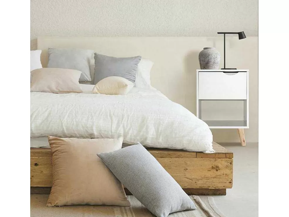 Frankystar Andrea - Mesa De Cabeceira De Design Em Madeira Com Gaveta E Prateleira Larga* Móvel Para Quarto De Crianças