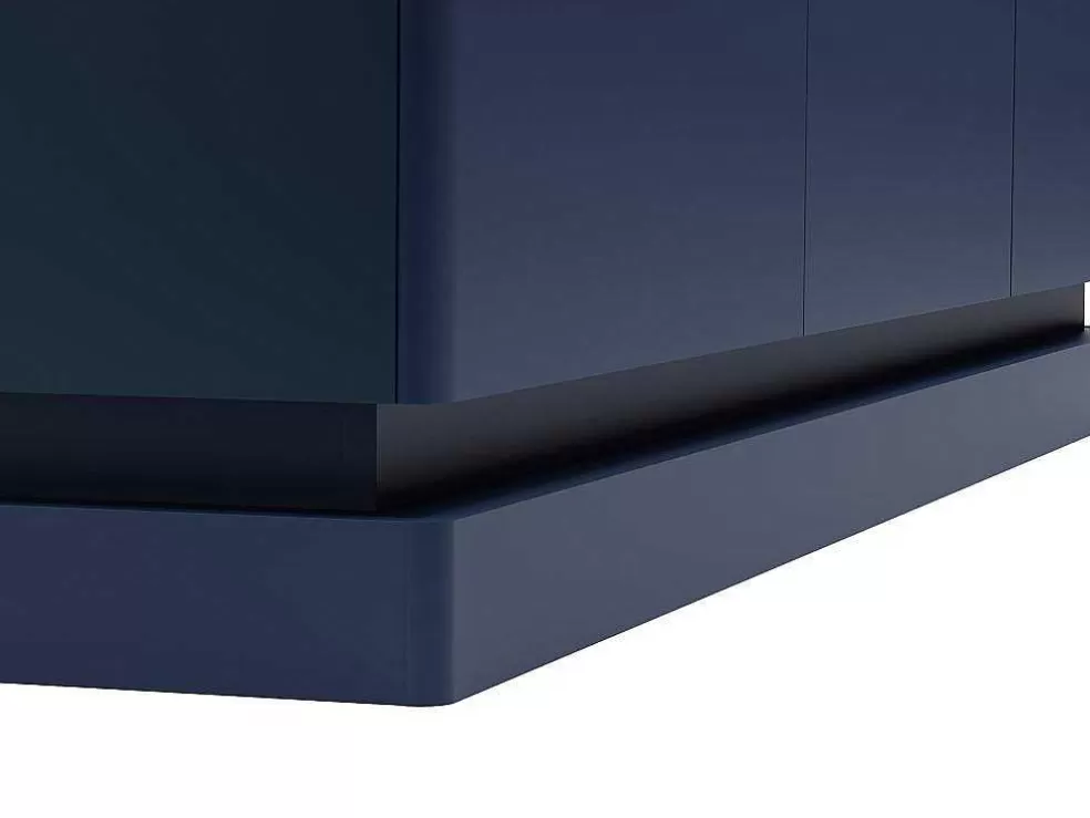 PASCAL MORABITO Aparador 3 Portas Com Leds Em Mdf Azul E Efeito Marmore Branco - Devika De * Aparador