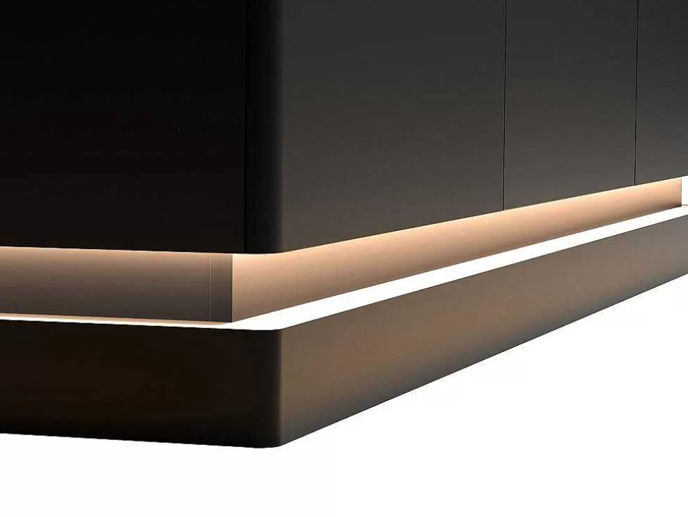 PASCAL MORABITO Aparador 3 Portas Com Leds Em Mdf Preto E Efeito Marmore Branco - Devika De * Aparador