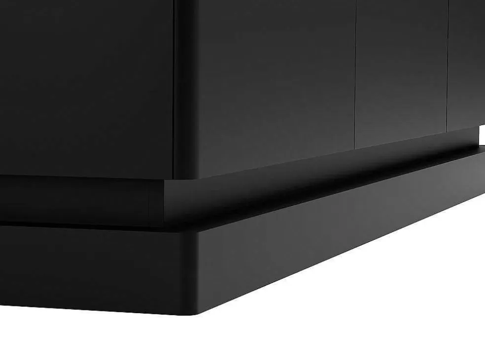 PASCAL MORABITO Aparador 3 Portas Com Leds Em Mdf Preto E Efeito Marmore Branco - Devika De * Aparador
