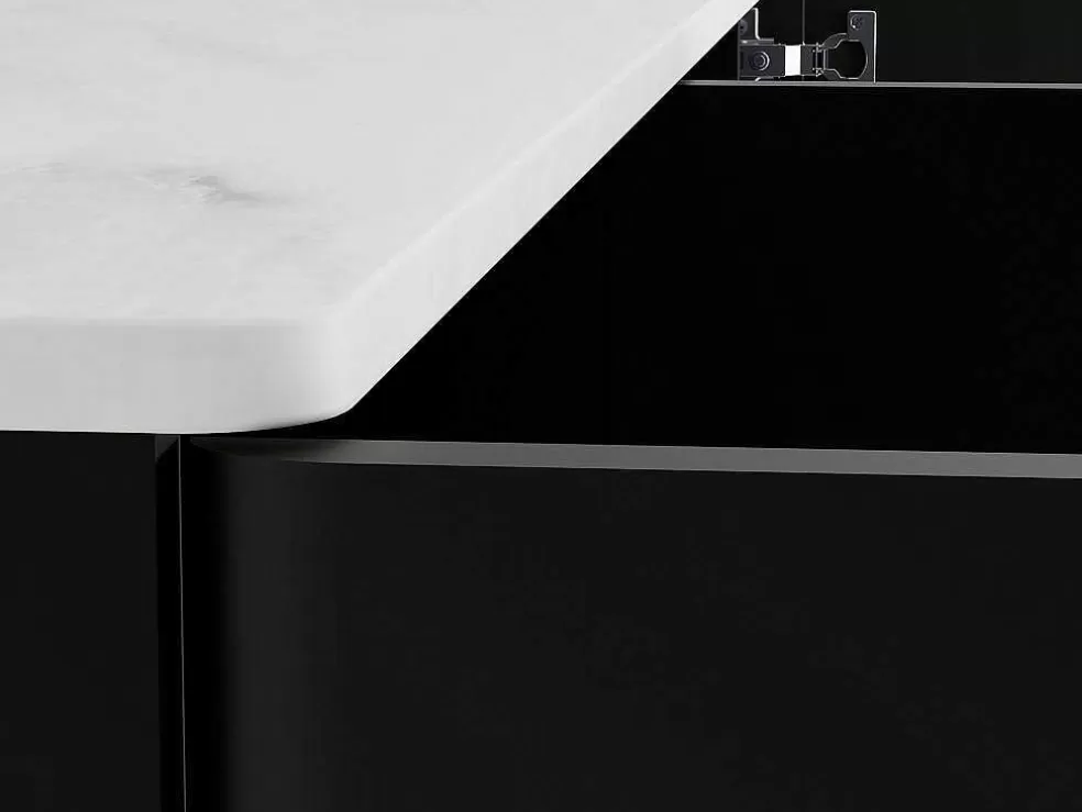 PASCAL MORABITO Aparador 3 Portas Com Leds Em Mdf Preto E Efeito Marmore Branco - Devika De * Aparador