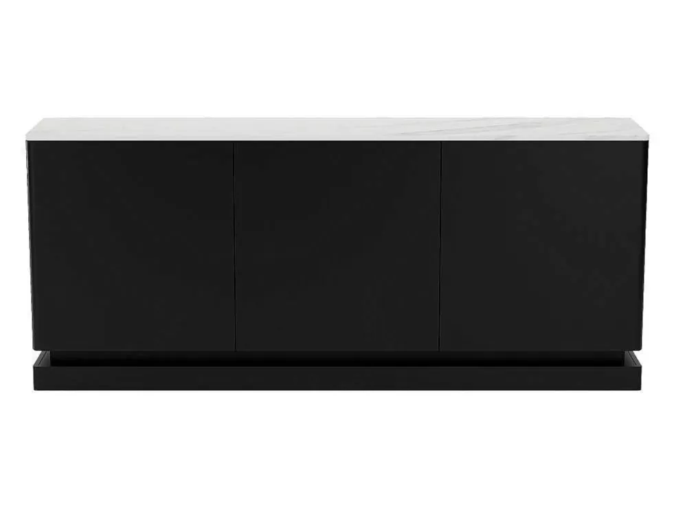 PASCAL MORABITO Aparador 3 Portas Com Leds Em Mdf Preto E Efeito Marmore Branco - Devika De * Aparador