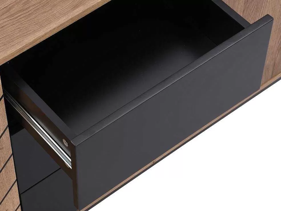 Vente-unique Aparador 3 Portas E 3 Gavetas Em Mdf Cor Natural E Preto - Caratana* Aparador