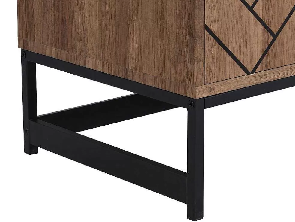 Vente-unique Aparador 3 Portas E 3 Gavetas Em Mdf Cor Natural E Preto - Caratana* Aparador