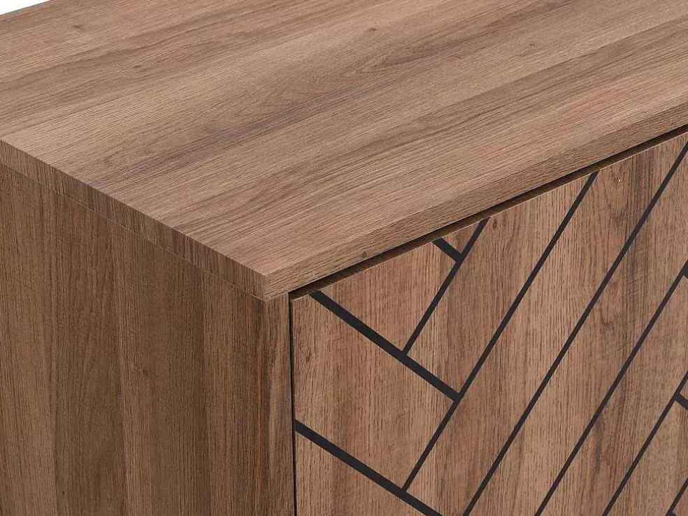 Vente-unique Aparador 3 Portas E 3 Gavetas Em Mdf Cor Natural E Preto - Caratana* Aparador