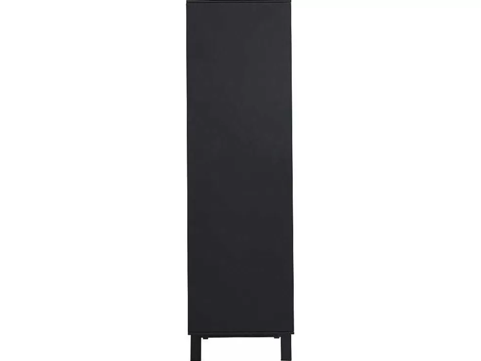 Vente-unique Aparador Alto Com 4 Portas Em Mdf E Metal Cor Natural Claro E Preto - Lobna* Promoções Sala