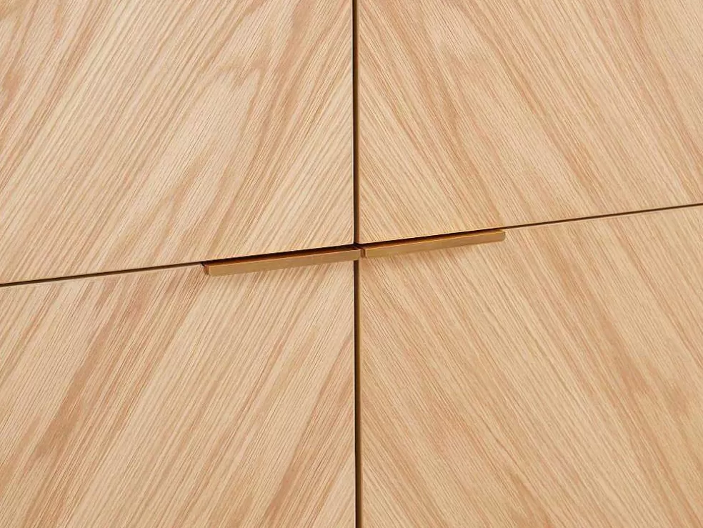 Vente-unique Aparador Alto Com 4 Portas Em Mdf E Metal Cor Natural Claro E Preto - Lobna* Promoções Sala