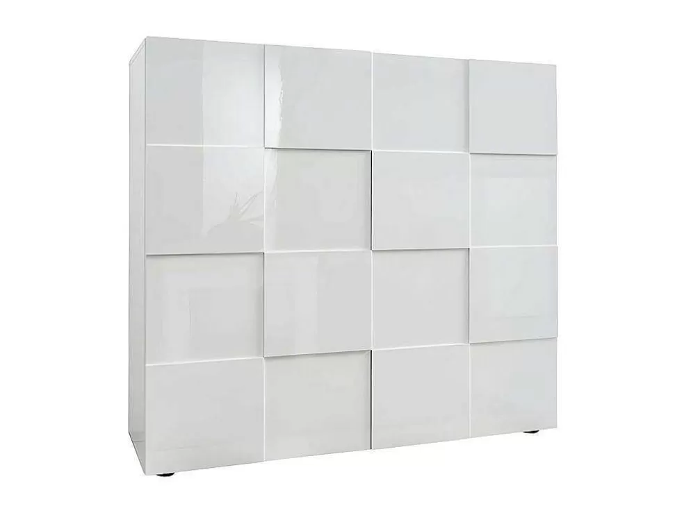 Vente-unique Aparador Alto Com 2 Portas Lacado A Branco - Calisto* Aparador