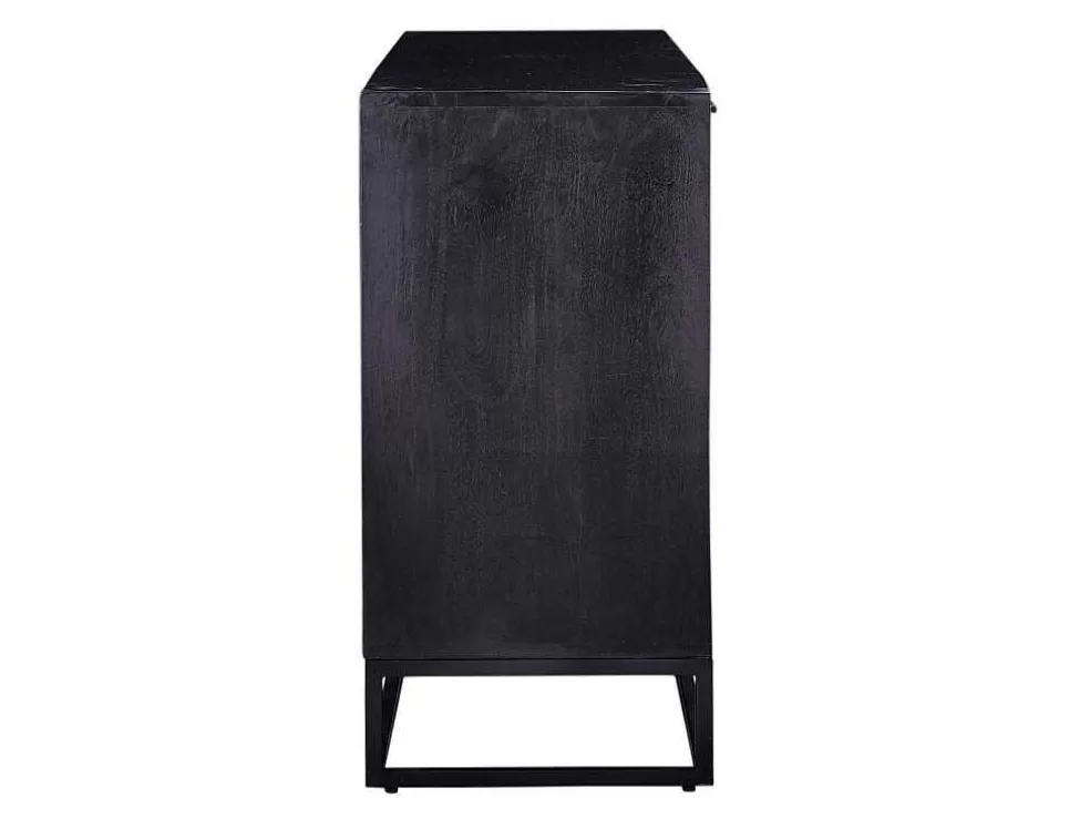Vente-unique Aparador Com 3 Gavetas E 2 Portas Em Madeira De Acacia E Metal, Natural Escuro E Preto - Alyona* Aparador