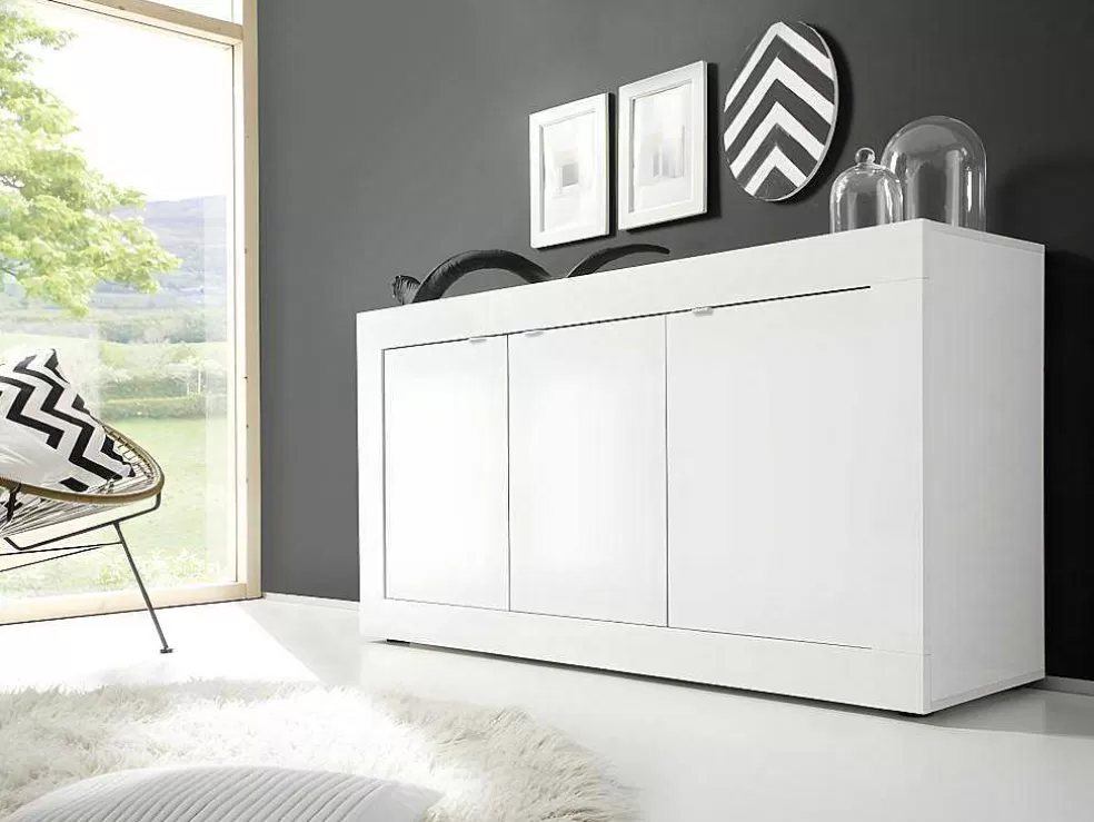 Vente-unique Aparador Com 3 Portas Disponivel Em Branco Lacado - Comete* Aparador