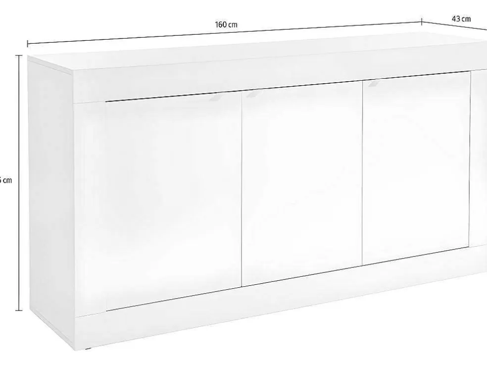 Vente-unique Aparador Com 3 Portas Disponivel Em Branco Lacado - Comete* Aparador