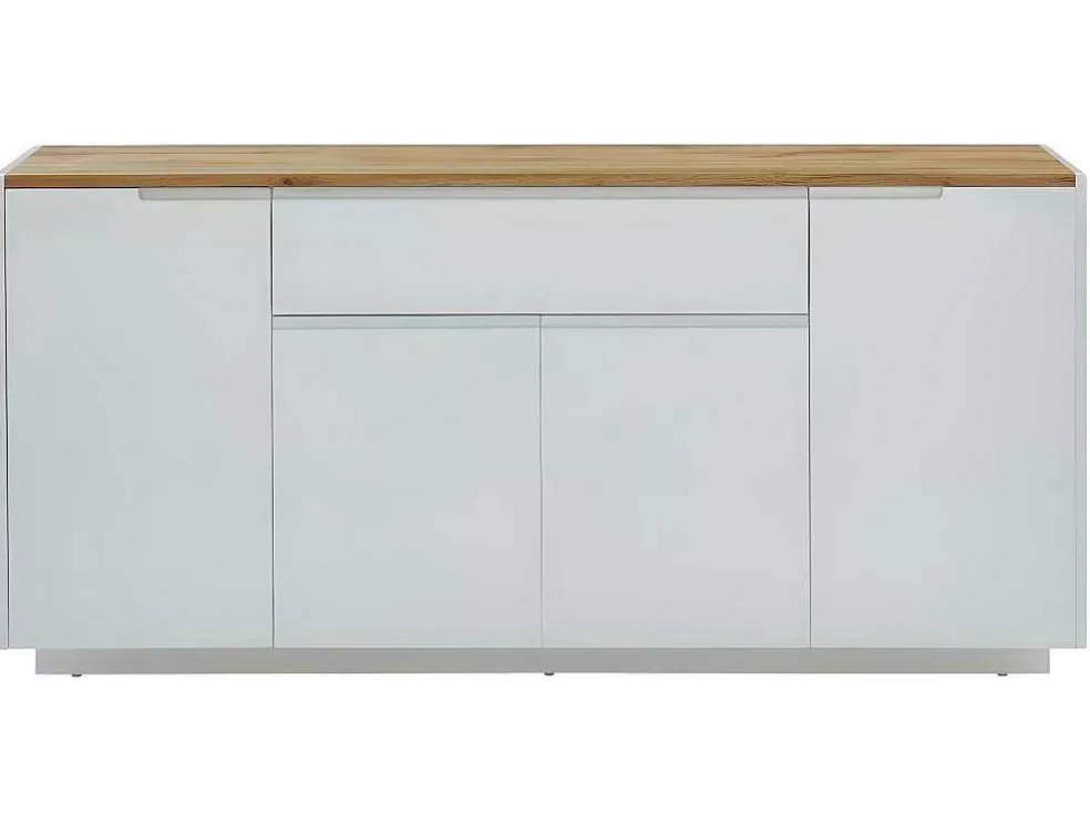 Vente-unique Aparador Com 4 Portas E 1 Gaveta Disponivel Em Branco E Carvalho - Mdf Lacado A Branco - Amani* Aparador
