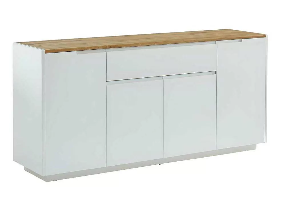 Vente-unique Aparador Com 4 Portas E 1 Gaveta Disponivel Em Branco E Carvalho - Mdf Lacado A Branco - Amani* Aparador